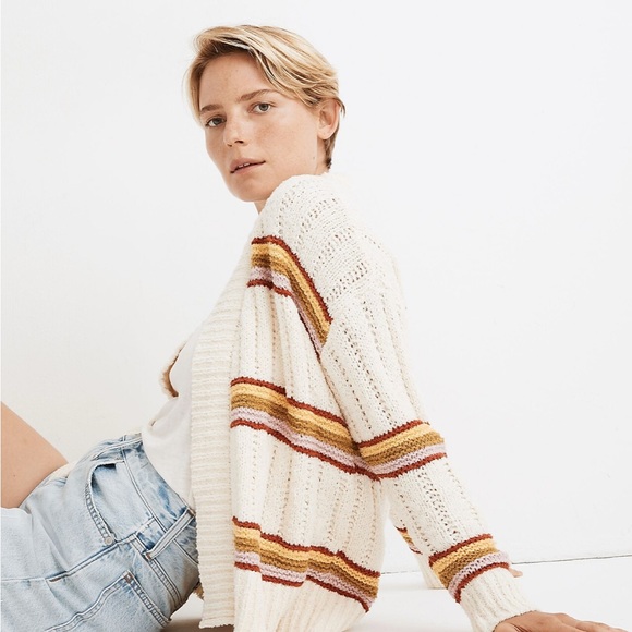 NWT Madewell Striped Diaz Open Cardigan - Picture 1 of 11